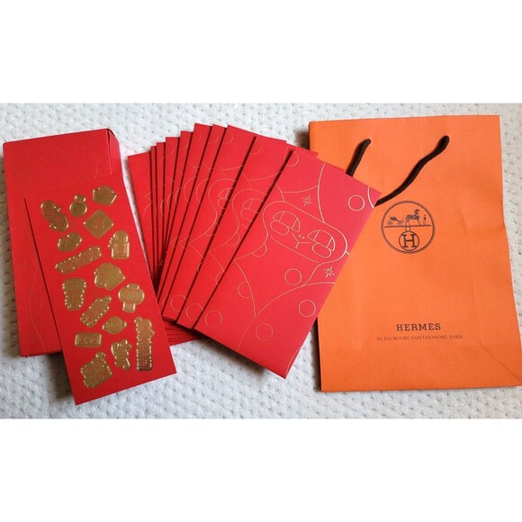 2025 Hermes Chinese New Year of Snake Red Envelopes Set & Hermes shopping bag - Picture 1 of 7